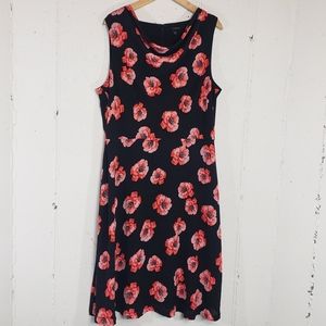 Talbots 16 blk/red poppy apron dress